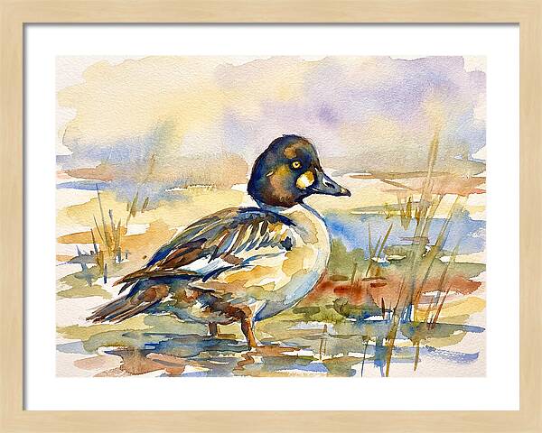 Goldeneye Duck In Watercolor