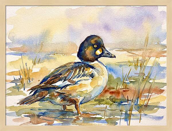 Goldeneye Duck In Watercolor