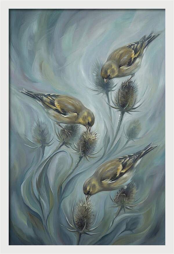 Goldfinch Charm Feeding On Teasel