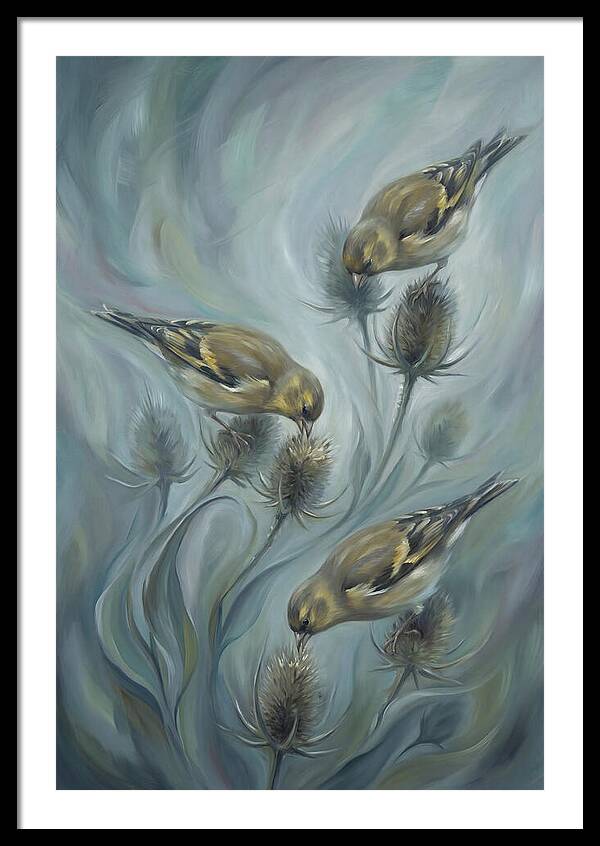 Goldfinch Charm Feeding On Teasel
