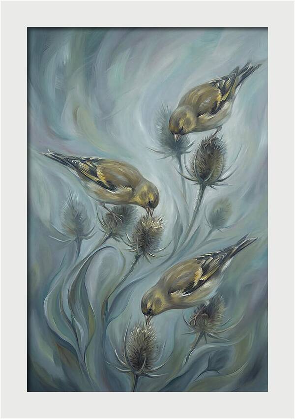 Goldfinch Charm Feeding On Teasel