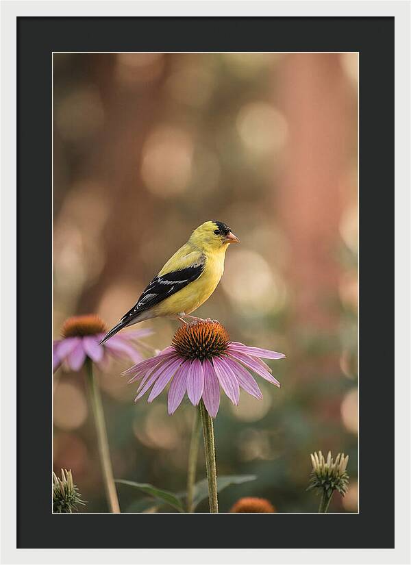 Goldfinch On Purple Coneflower