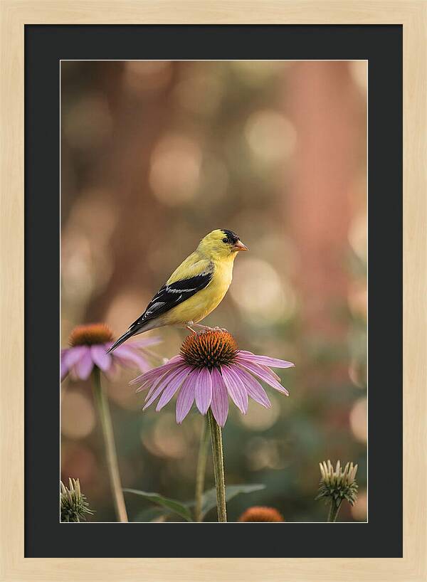 Goldfinch On Purple Coneflower