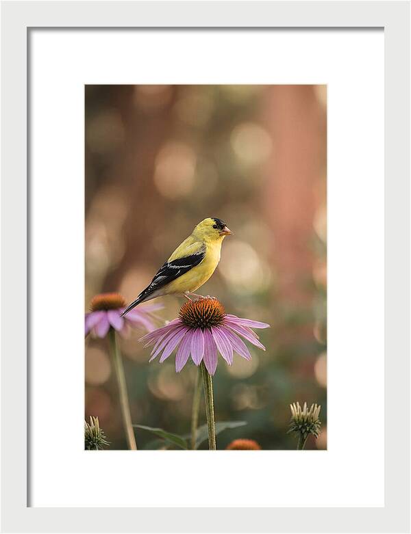Goldfinch On Purple Coneflower