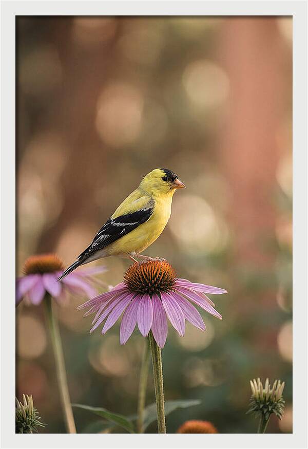 Goldfinch On Purple Coneflower