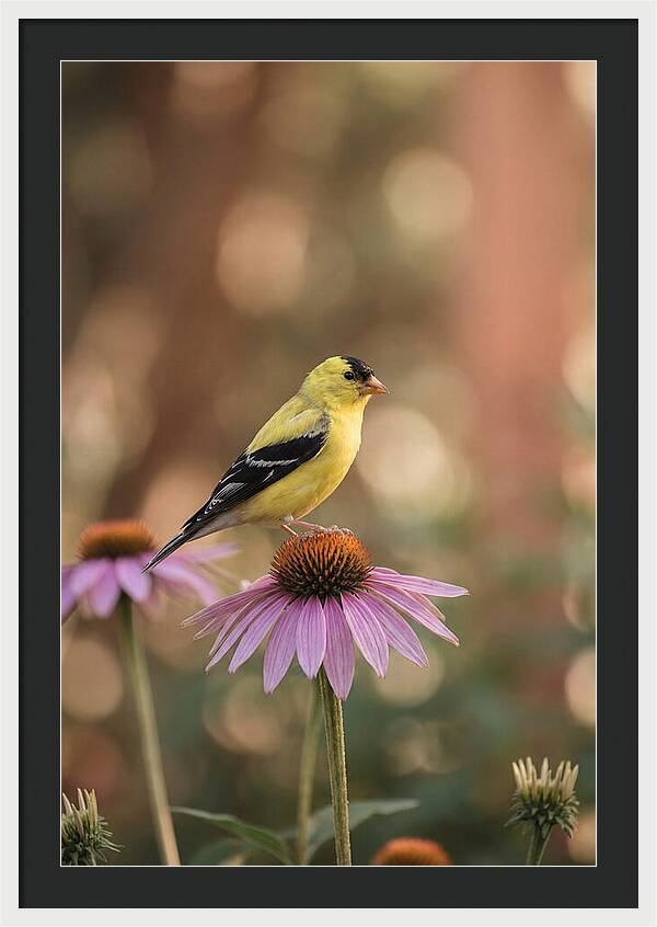 Goldfinch On Purple Coneflower