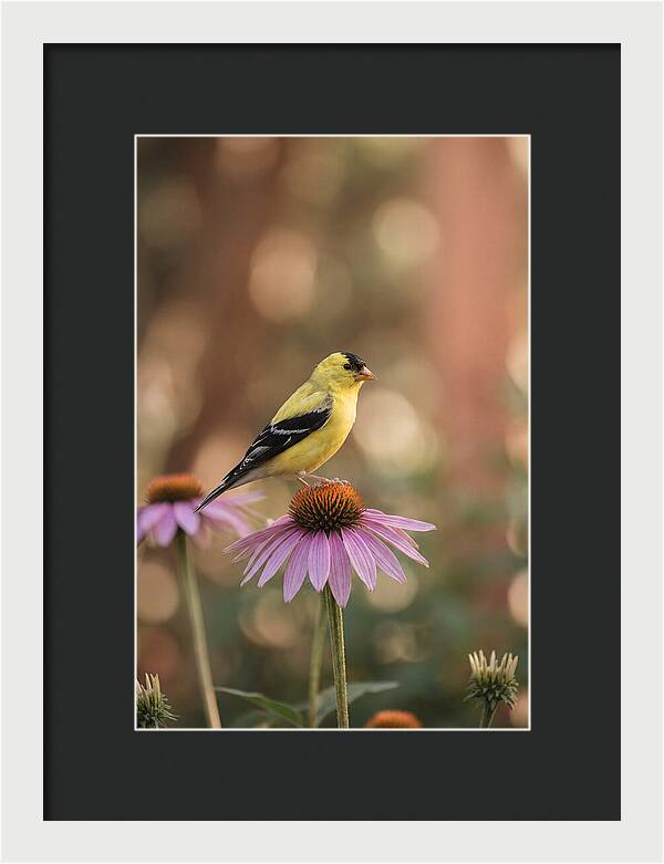 Goldfinch On Purple Coneflower