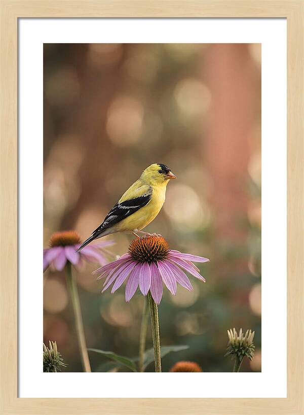 Goldfinch On Purple Coneflower