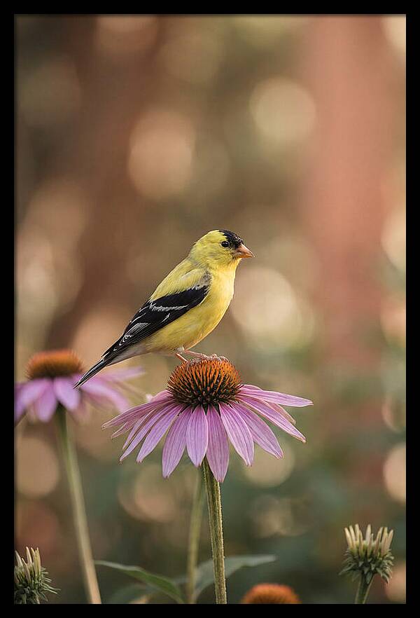 Goldfinch On Purple Coneflower
