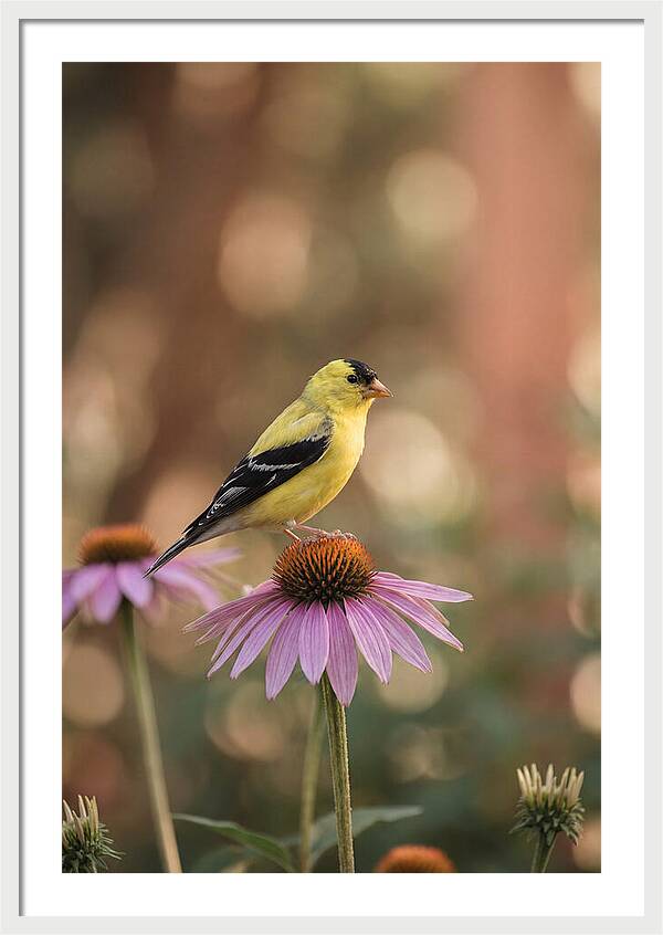 Goldfinch On Purple Coneflower