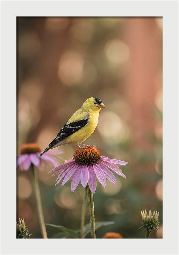 Goldfinch On Purple Coneflower