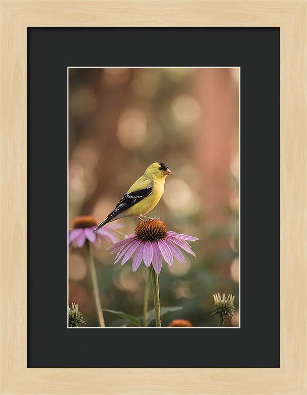 Goldfinch On Purple Coneflower