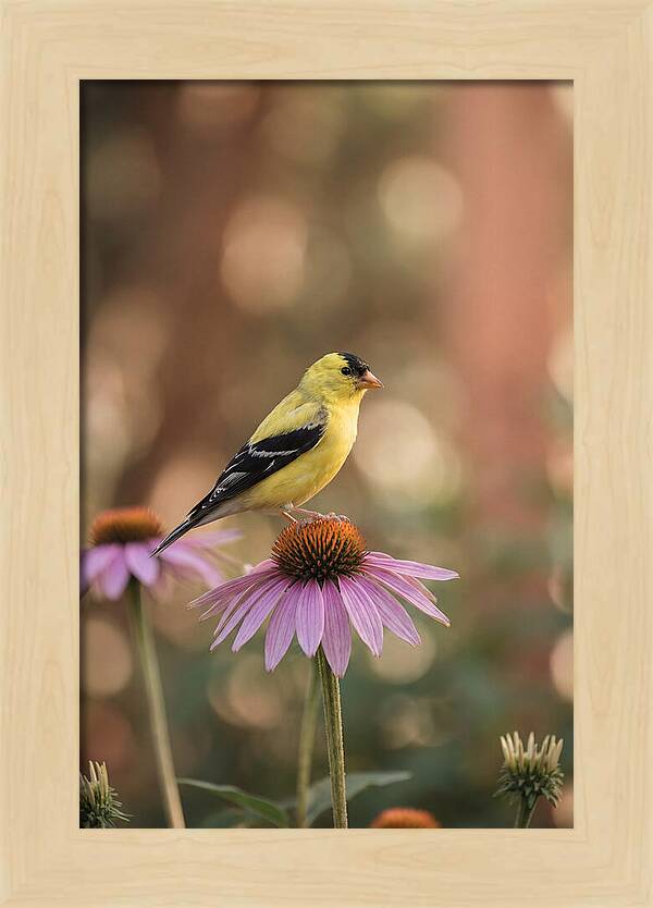 Goldfinch On Purple Coneflower