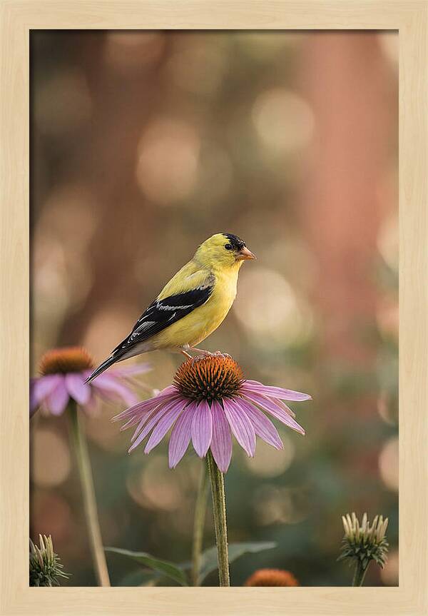 Goldfinch On Purple Coneflower