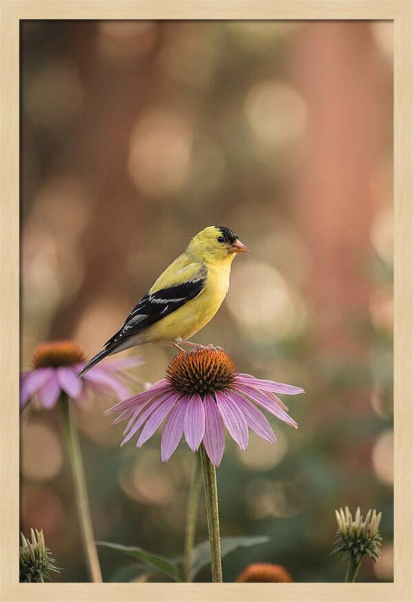 Goldfinch On Purple Coneflower