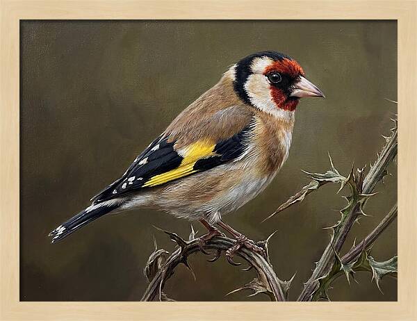 Goldfinch Perched On Thorns