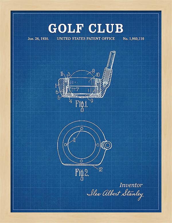 Golf Club Blueprint Patent Us1960110a