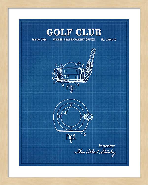 Golf Club Blueprint Patent Us1960110a