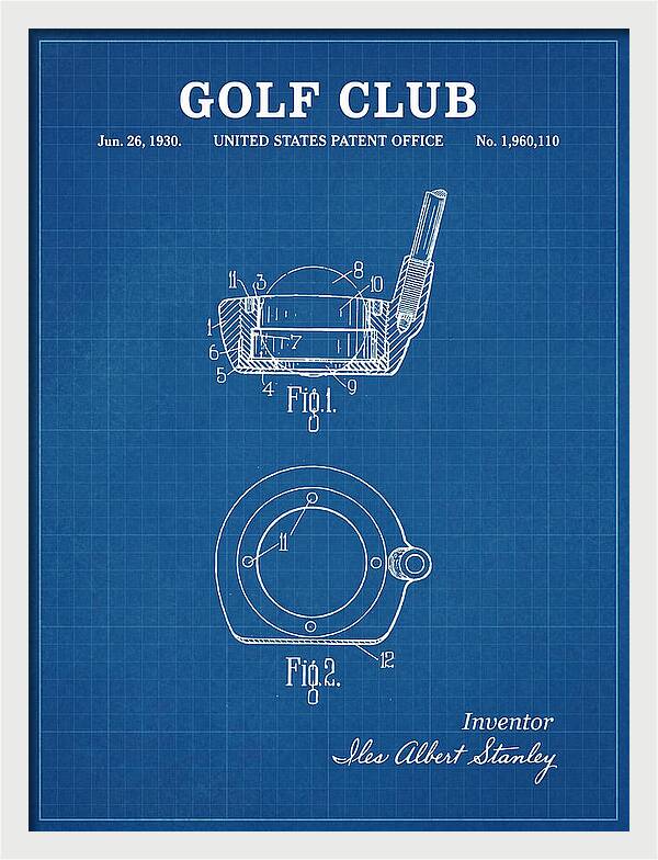 Golf Club Blueprint Patent Us1960110a