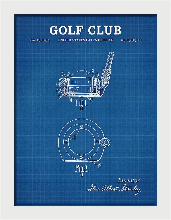 Golf Club Blueprint Patent Us1960110a