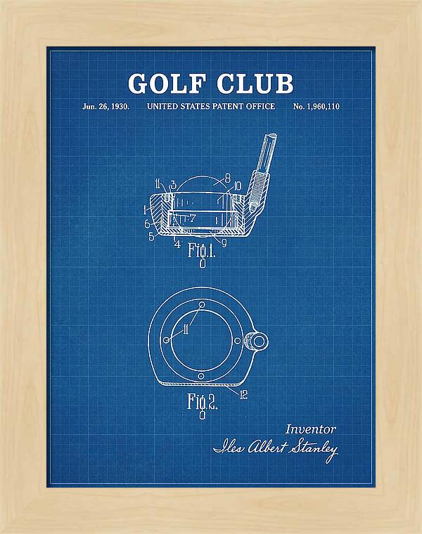 Golf Club Blueprint Patent Us1960110a