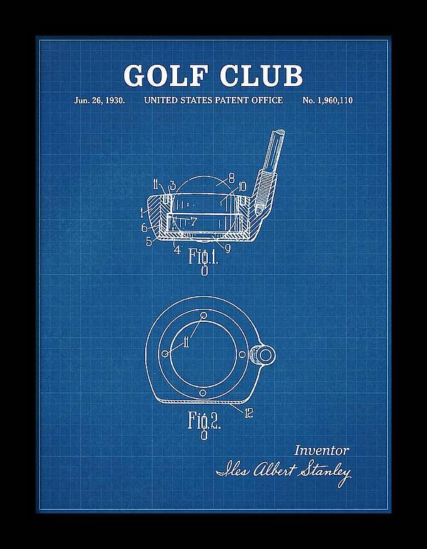 Golf Club Blueprint Patent Us1960110a