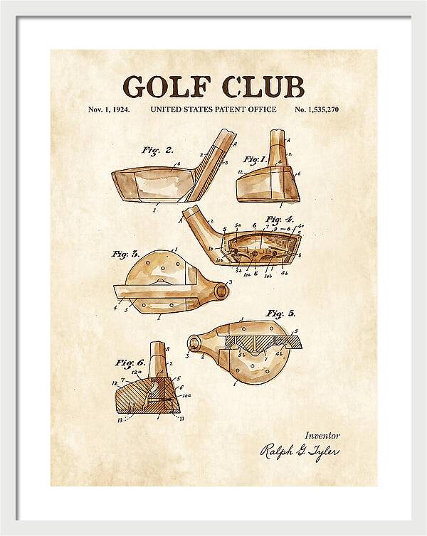 Golf Club Watercolor Patent Us1535270a