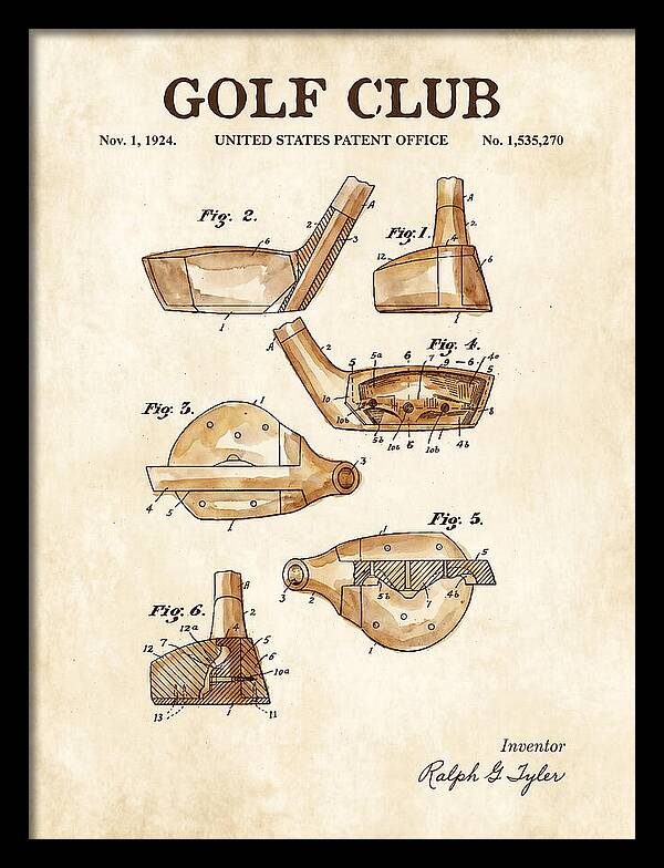 Golf Club Watercolor Patent Us1535270a