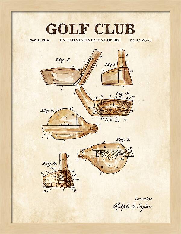 Golf Club Watercolor Patent Us1535270a