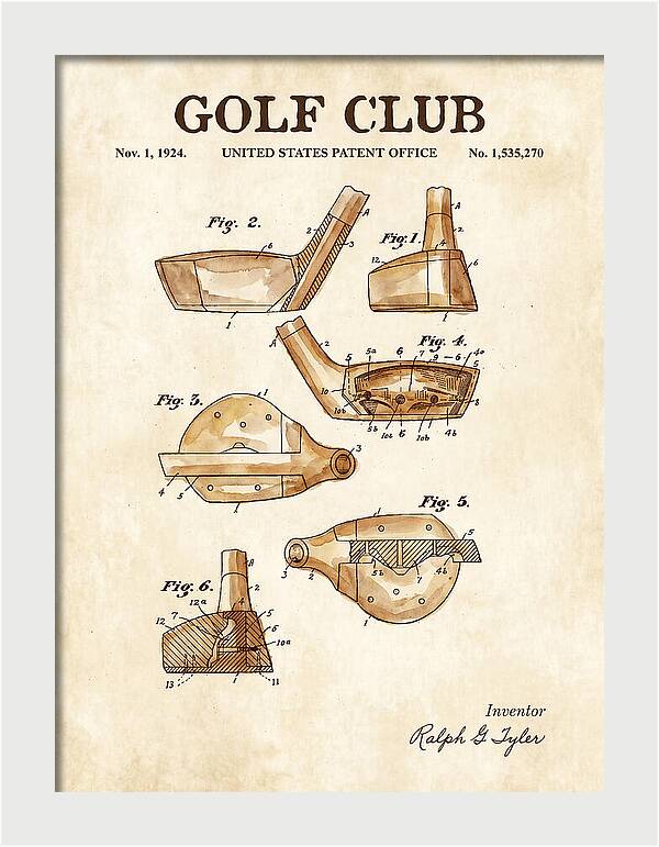 Golf Club Watercolor Patent Us1535270a