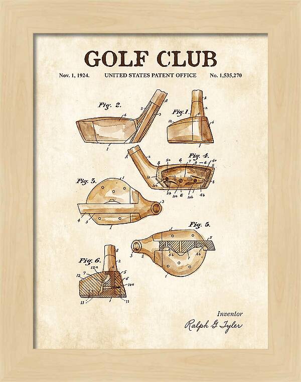 Golf Club Watercolor Patent Us1535270a