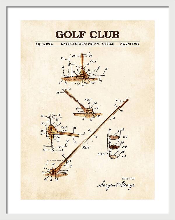 Golf Club Watercolor Patent Us2088095a