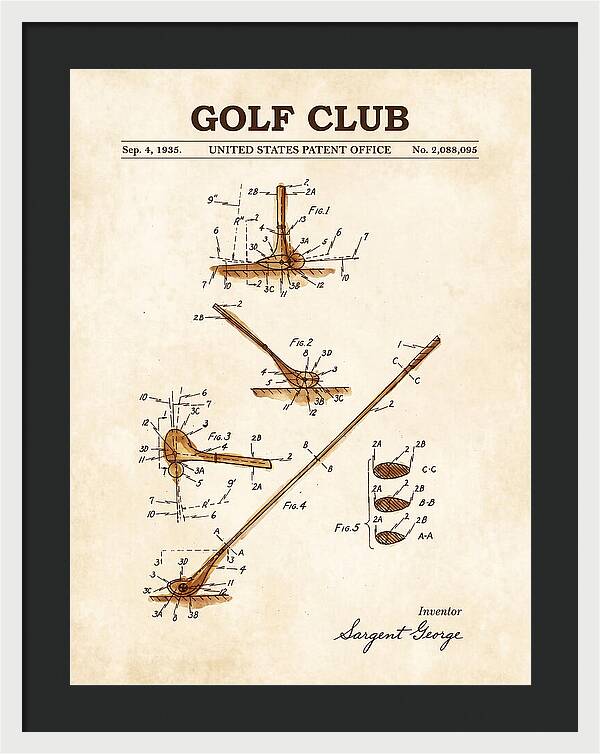 Golf Club Watercolor Patent Us2088095a