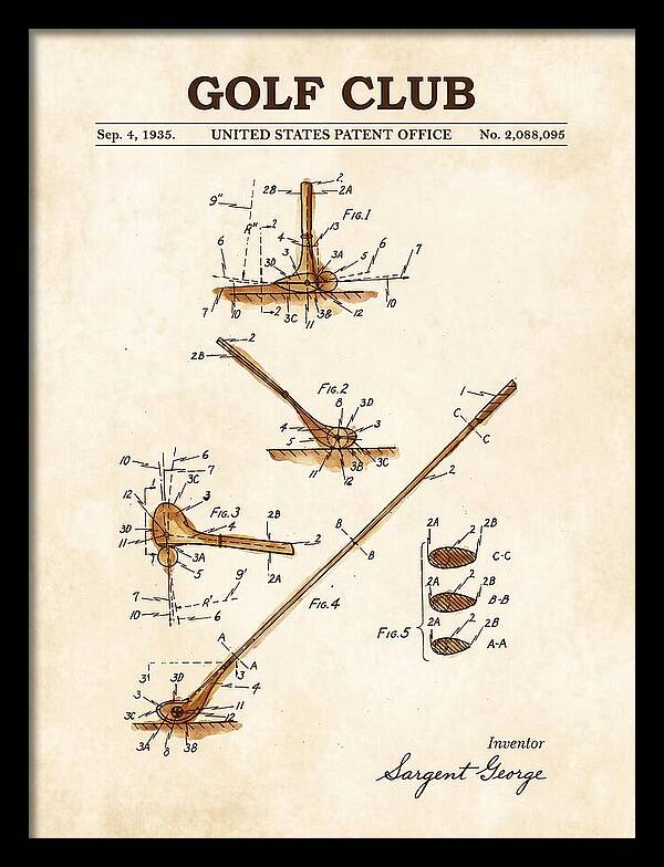 Golf Club Watercolor Patent Us2088095a