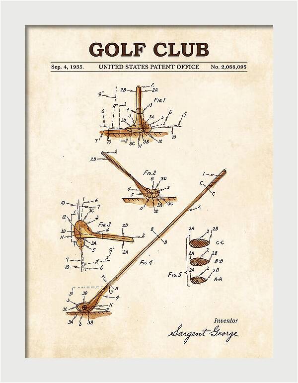 Golf Club Watercolor Patent Us2088095a