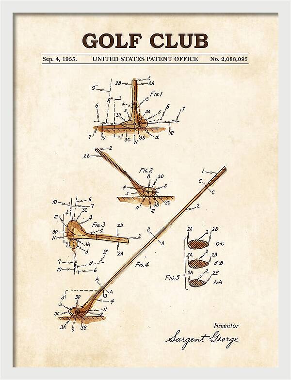 Golf Club Watercolor Patent Us2088095a
