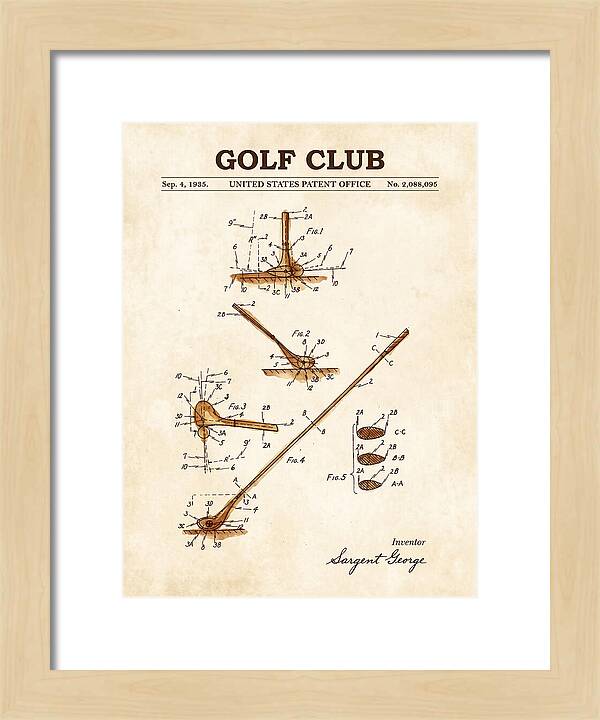 Golf Club Watercolor Patent Us2088095a