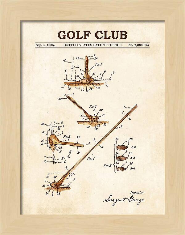 Golf Club Watercolor Patent Us2088095a