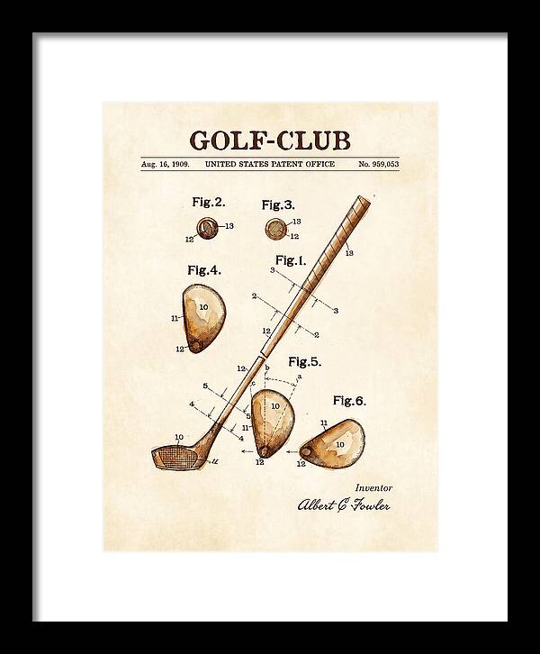 Golf Club Watercolor Patent Us959053a
