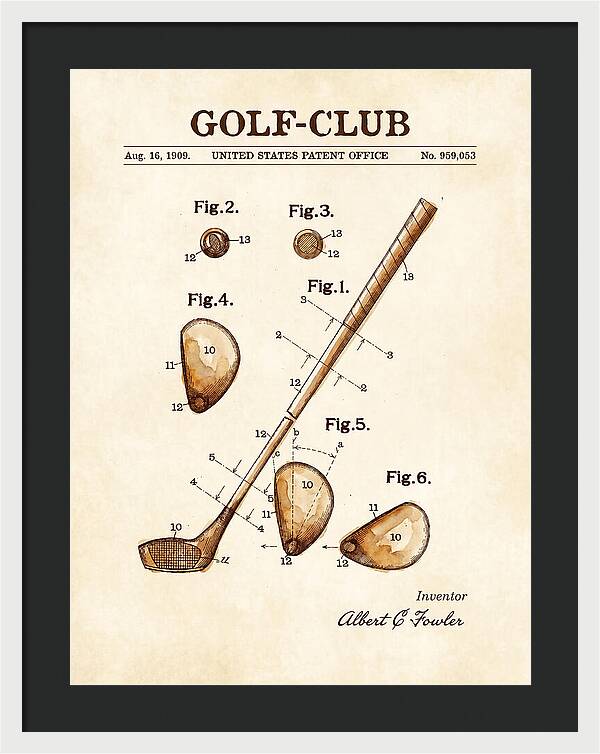 Golf Club Watercolor Patent Us959053a