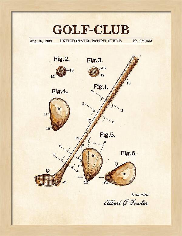 Golf Club Watercolor Patent Us959053a