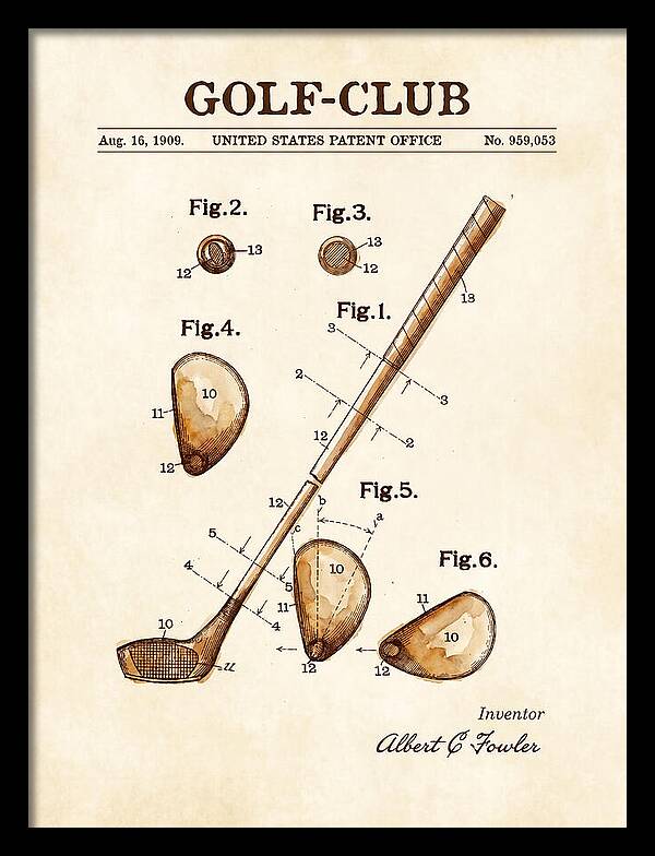 Golf Club Watercolor Patent Us959053a