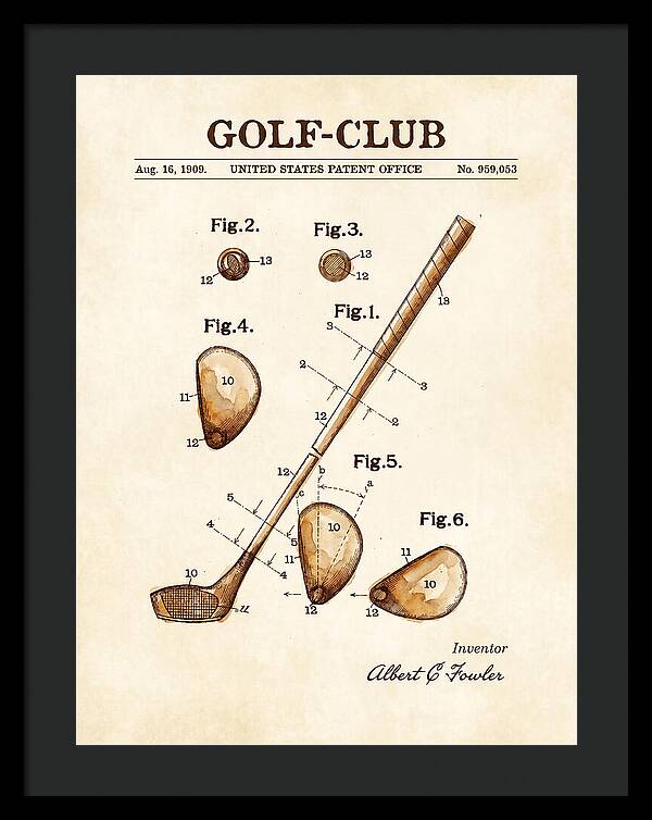Golf Club Watercolor Patent Us959053a