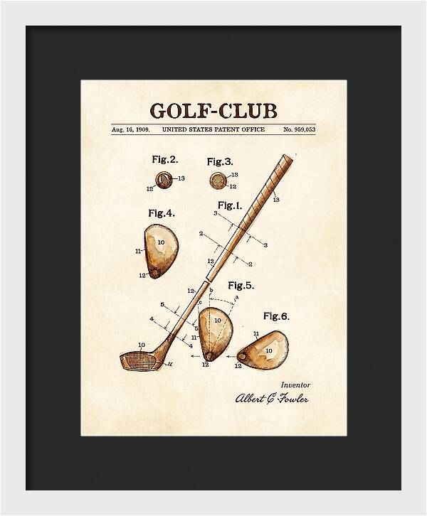 Golf Club Watercolor Patent Us959053a