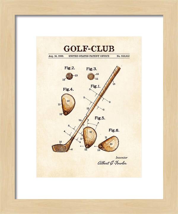 Golf Club Watercolor Patent Us959053a