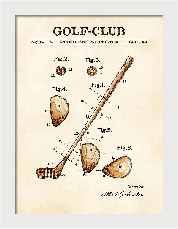Golf Club Watercolor Patent Us959053a
