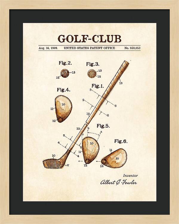 Golf Club Watercolor Patent Us959053a