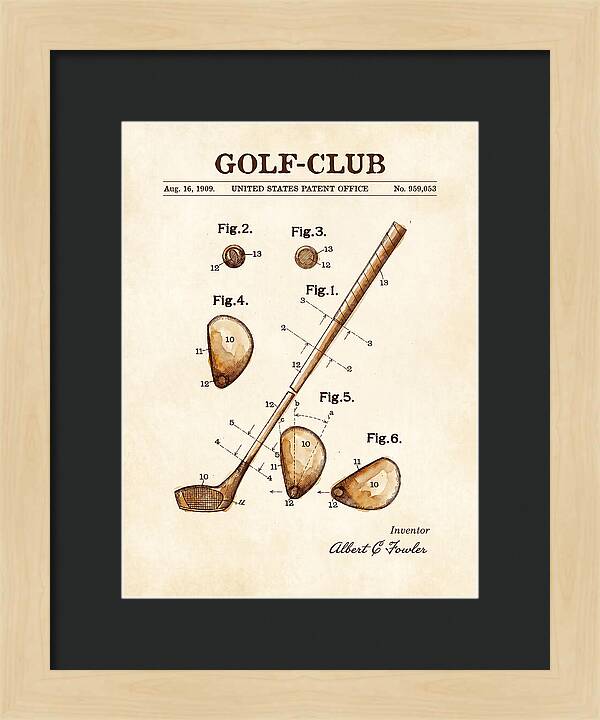 Golf Club Watercolor Patent Us959053a