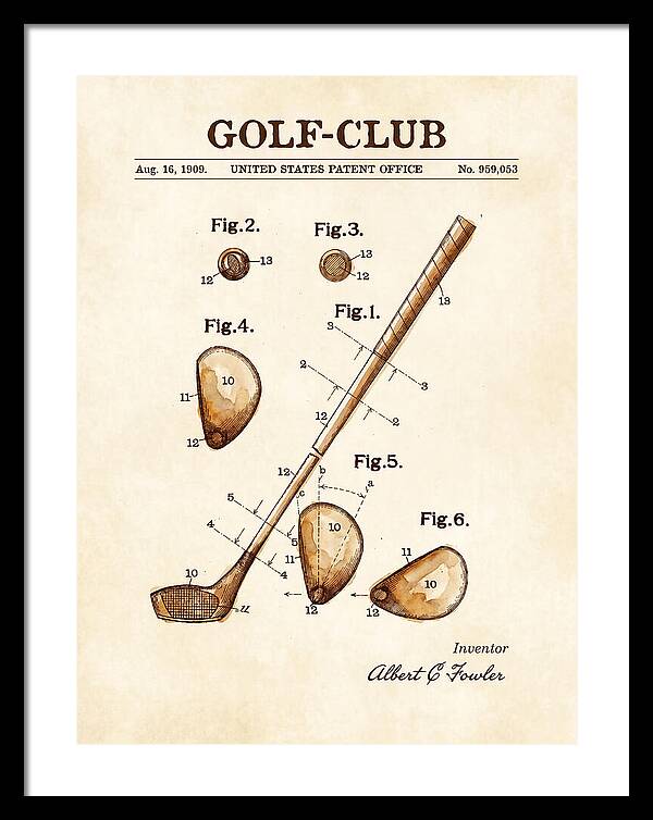 Golf Club Watercolor Patent Us959053a