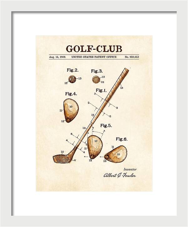 Golf Club Watercolor Patent Us959053a